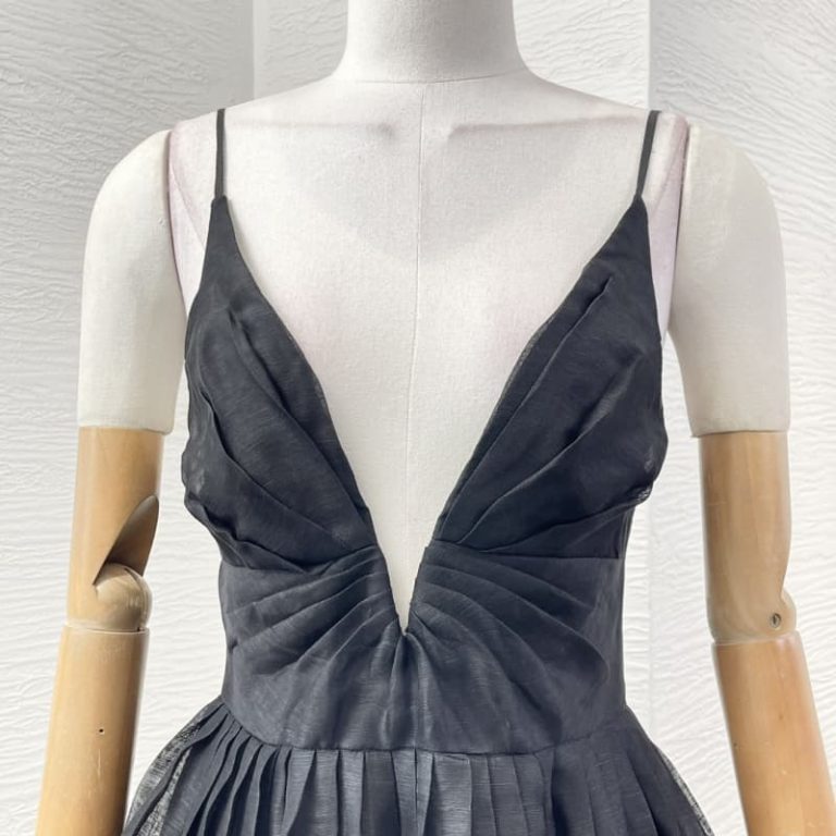 Zimmermann black sleeveless deep v neck backless ruched midi dress-3