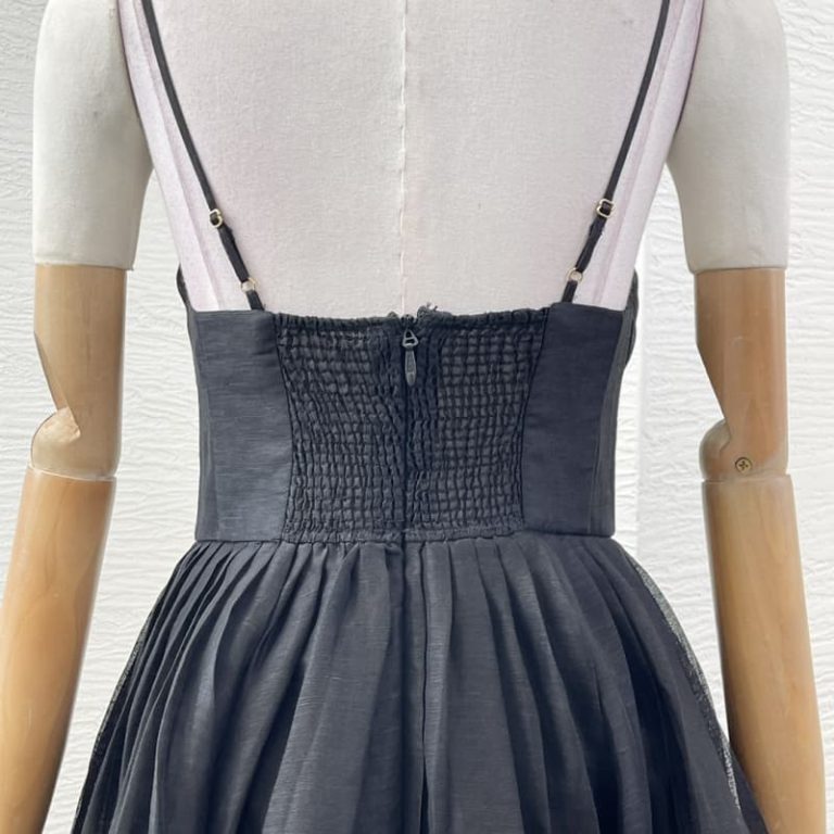 Zimmermann black sleeveless deep v neck backless ruched midi dress-6