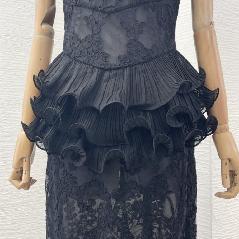 Zimmermann black sleeveless lace patchwork ruffles midi dress-4