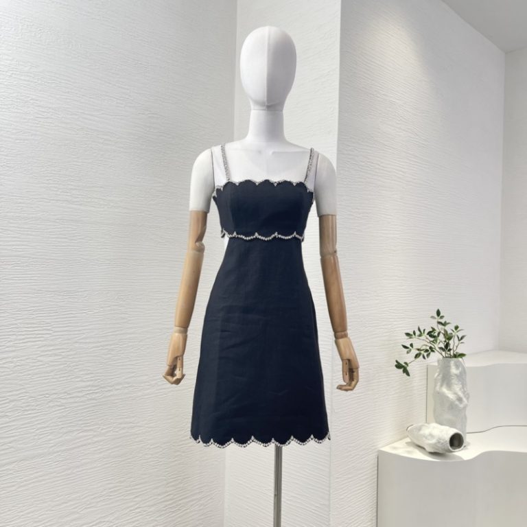Zimmermann black sleeveless shell edge cut out waist mini dress-1