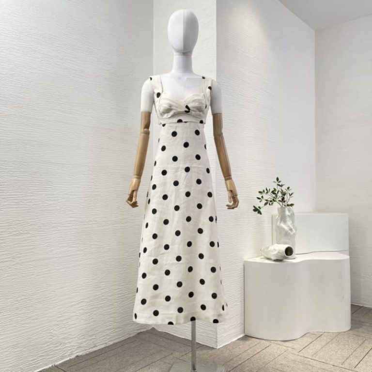 Zimmermann black white dot print sleeveless mini dress-7