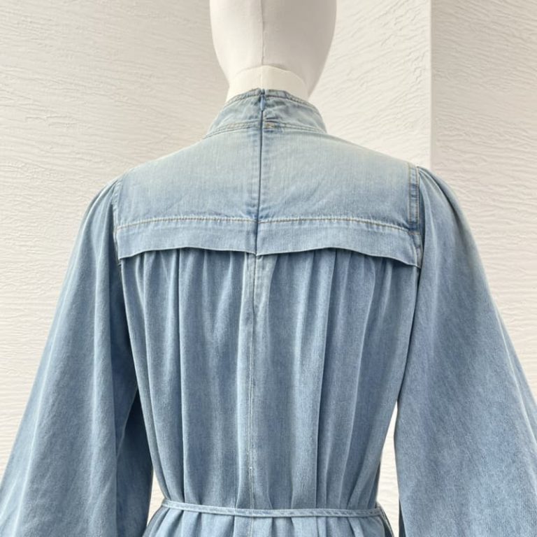 Zimmermann blue turkey imported cotton thinner jeans denim midi dress-5