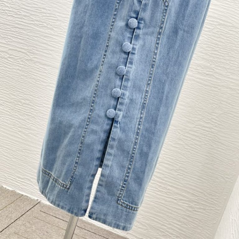 Zimmermann blue turkey imported cotton thinner jeans denim midi dress-6