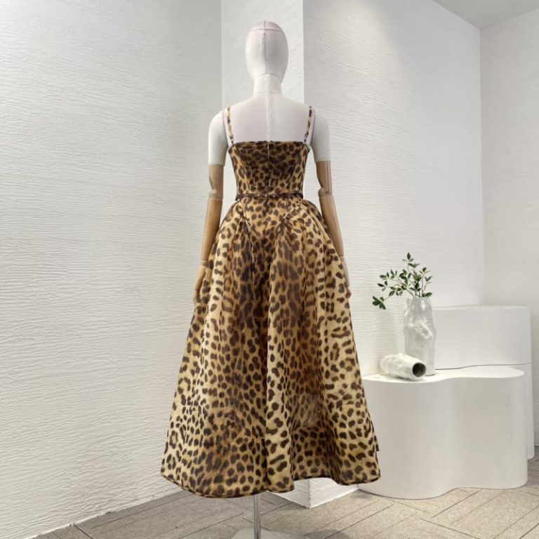 Zimmermann brown leopard print sleeveless diamonds pleat midi dress-2
