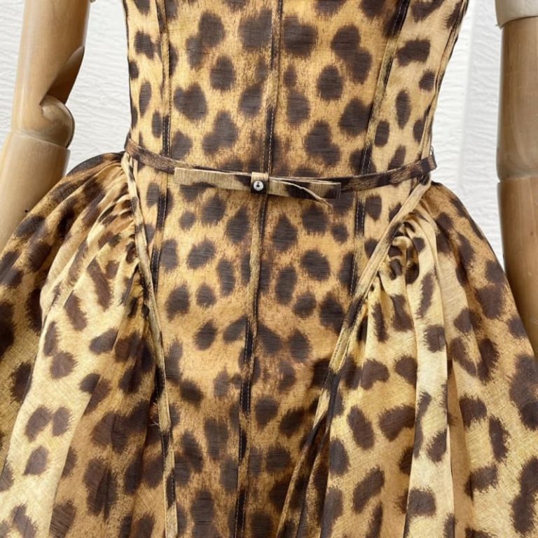 Zimmermann brown leopard print sleeveless diamonds pleat midi dress-5