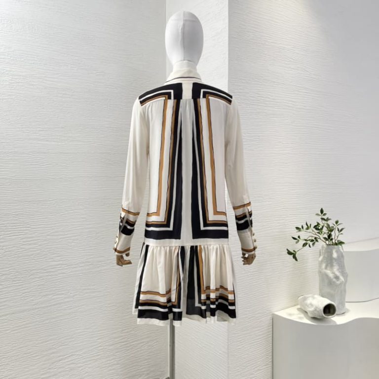 zimmermann best quality striped long sleeve bow tie loose mini dress1