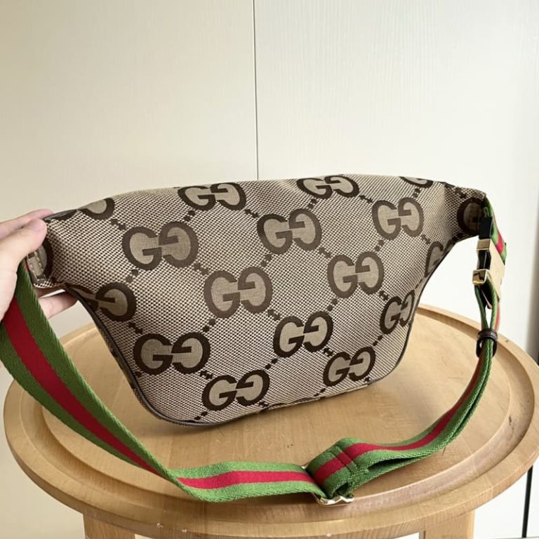 GUCCI High Quality Men Women fanny packs letter embroidery red and green webbing belt adjustable length-2