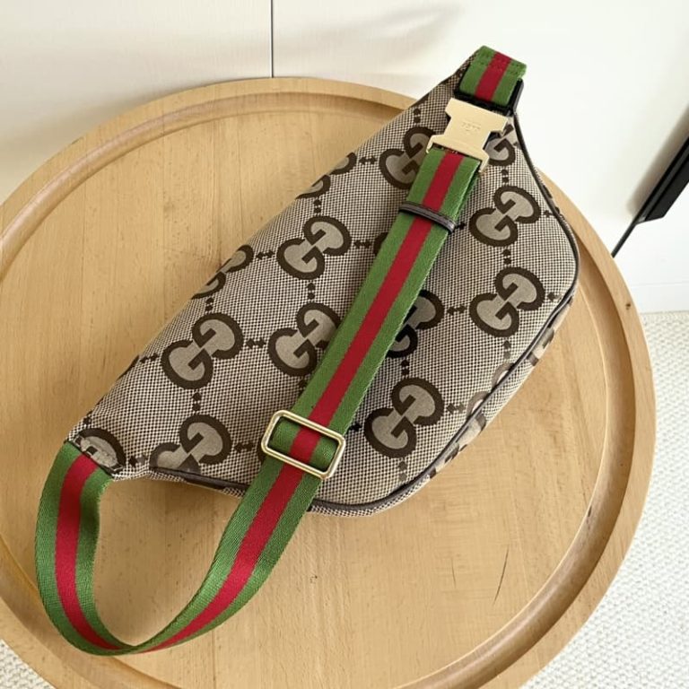 GUCCI High Quality Men Women fanny packs letter embroidery red and green webbing belt adjustable length-3