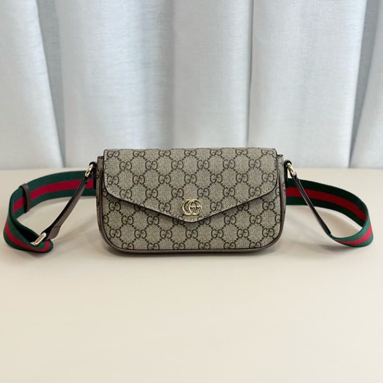 GUCCI High Quality Women Flap Envelope Bag Clutch Bag Shoulder Bag Embroidered Letters Double G on Front-3