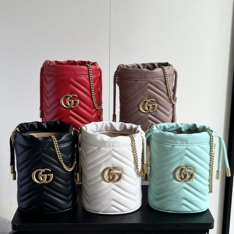 GUCCI High Quality Women Mini Bucket Bag Shoulder bag with classic double G hardware on front-1