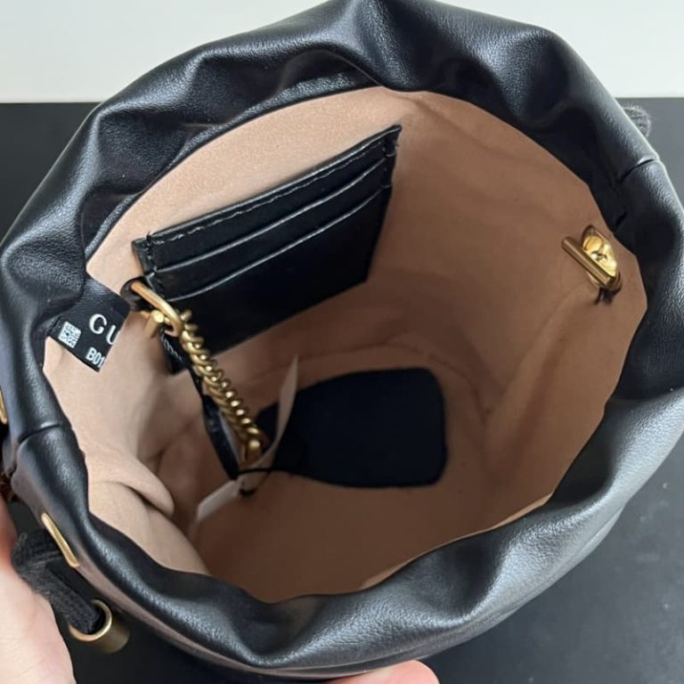 GUCCI High Quality Women Mini Bucket Bag Shoulder bag with classic double G hardware on front-14
