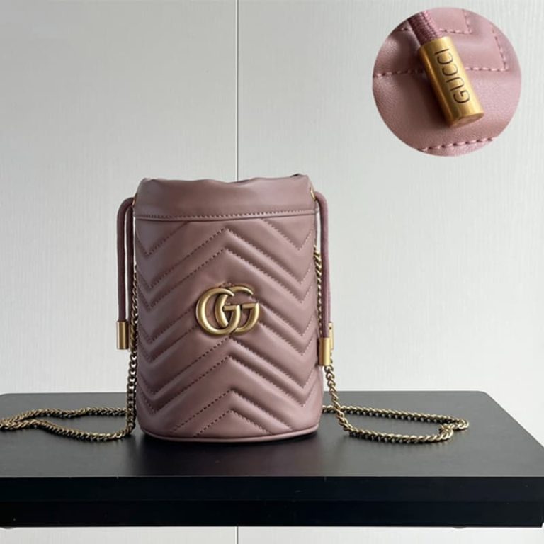 GUCCI High Quality Women Mini Bucket Bag Shoulder bag with classic double G hardware on front-2