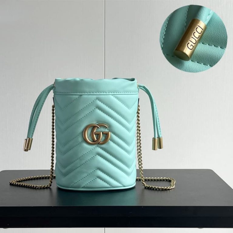 GUCCI High Quality Women Mini Bucket Bag Shoulder bag with classic double G hardware on front-6