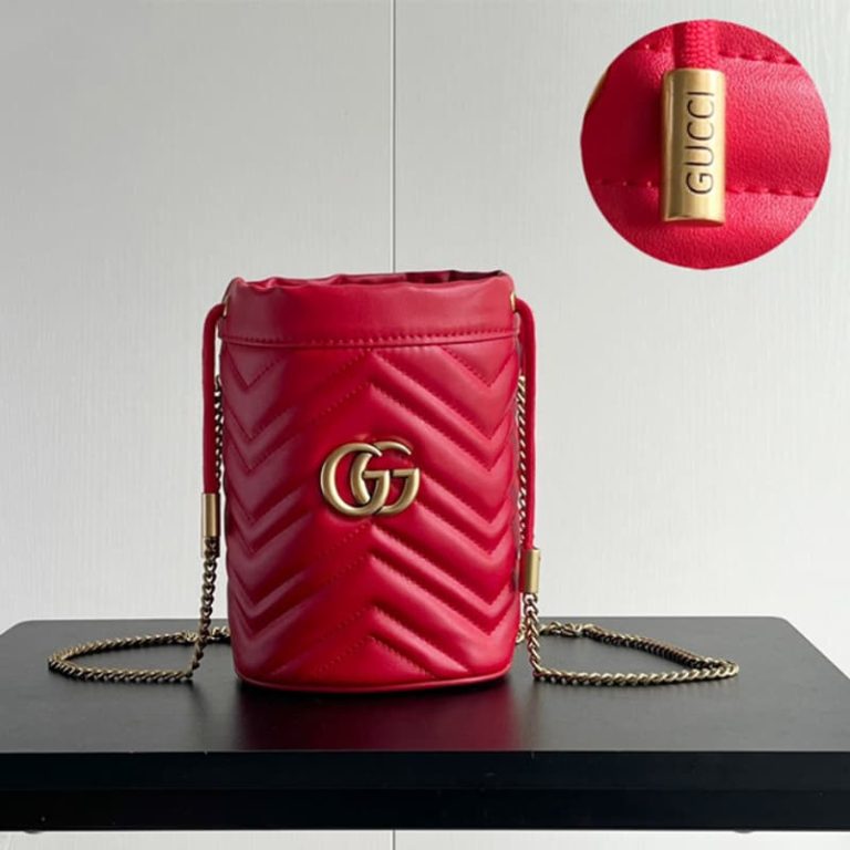 GUCCI High Quality Women Mini Bucket Bag Shoulder bag with classic double G hardware on front-8
