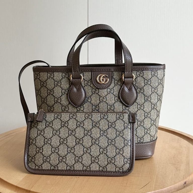 GUCCI High Quality Women Mini Tote Shoulder Handbag Letters Embroidery Gold Logo Embellishment-5