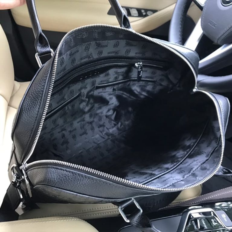 GUCCI High Quality men black shoulder handbag letter embossed indentation-5