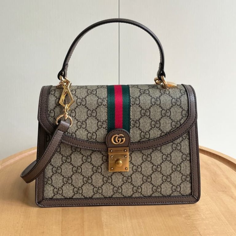GUCCI High-quality Women Square Vintage Tote Bag Surface monogram embroidery Double G decoration on the front-1