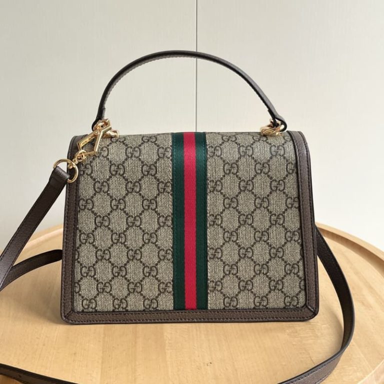 GUCCI High-quality Women Square Vintage Tote Bag Surface monogram embroidery Double G decoration on the front-2