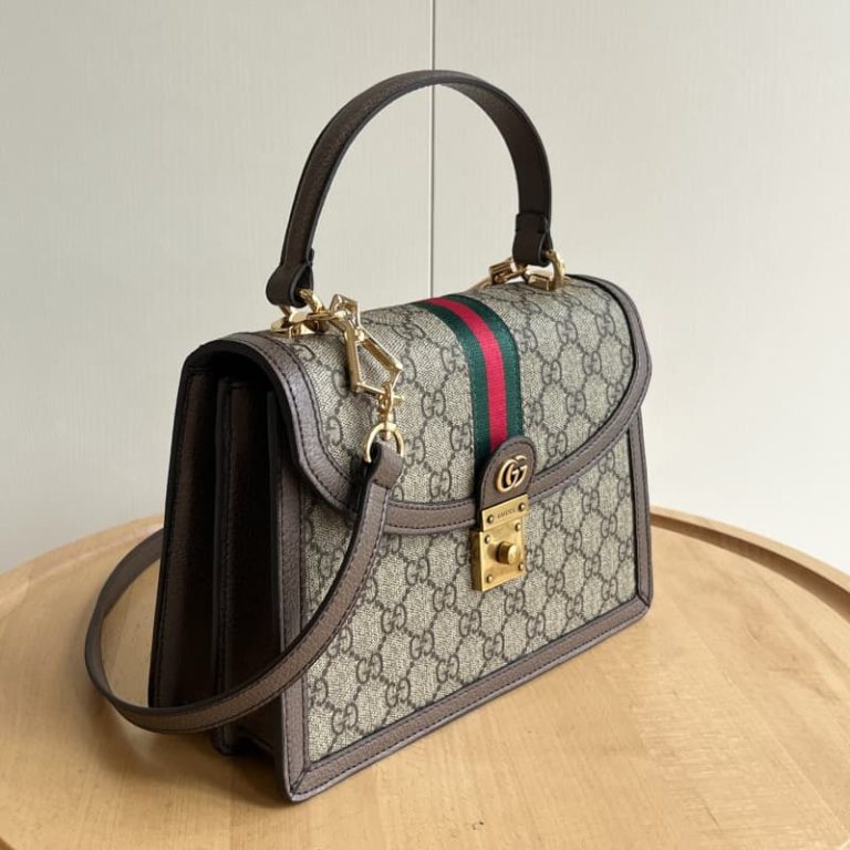 GUCCI High-quality Women Square Vintage Tote Bag Surface monogram embroidery Double G decoration on the front-3