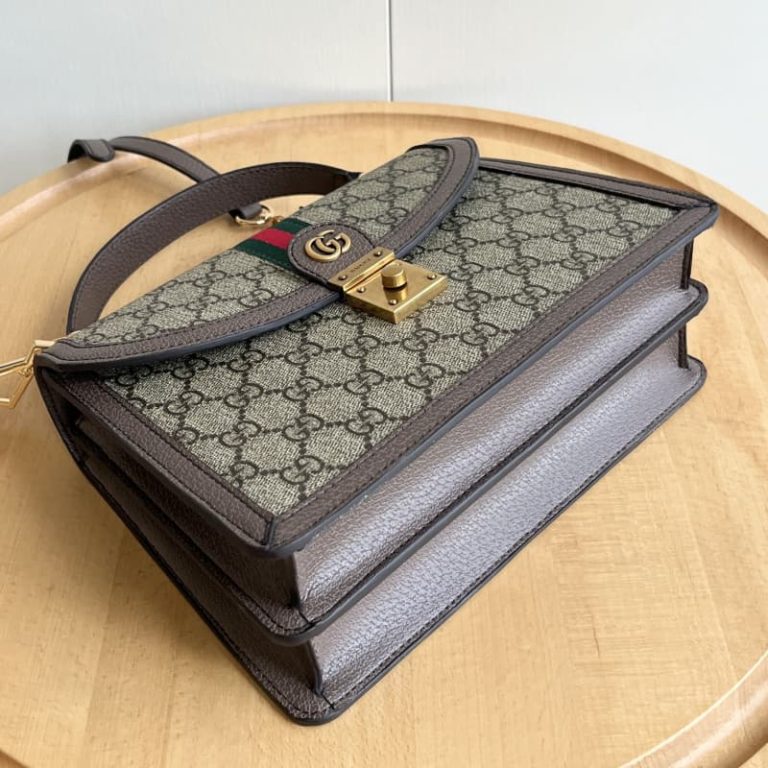 GUCCI High-quality Women Square Vintage Tote Bag Surface monogram embroidery Double G decoration on the front-4