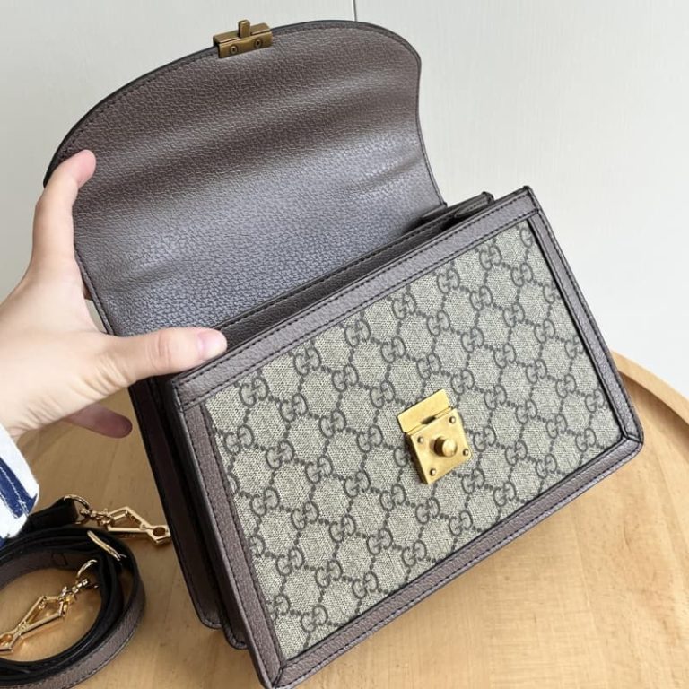 GUCCI High-quality Women Square Vintage Tote Bag Surface monogram embroidery Double G decoration on the front-5