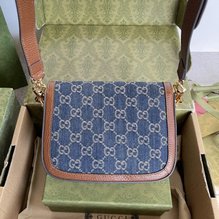 GUCCI High quality mini shoulder bag Women handbag Flap design surface letter embroidery front with gold accessories-2