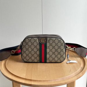 GUCCI High quality women shoulder bag Canvas monogrammed embroidered surface Signature double G accessories 23.9*15.2*6.9CM LB390