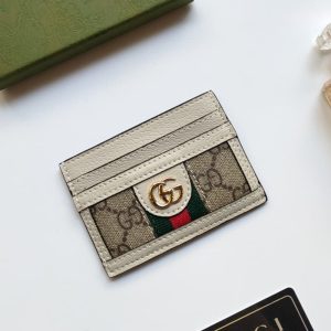 GUCCI Men Women Small Card Case Iconic pattern and striped webbing Double G logo on front 10*7CM LB412(2)