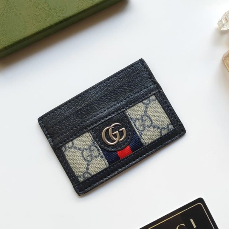 GUCCI Men Women Small Card Case Iconic pattern and striped webbing Double G logo on front-9