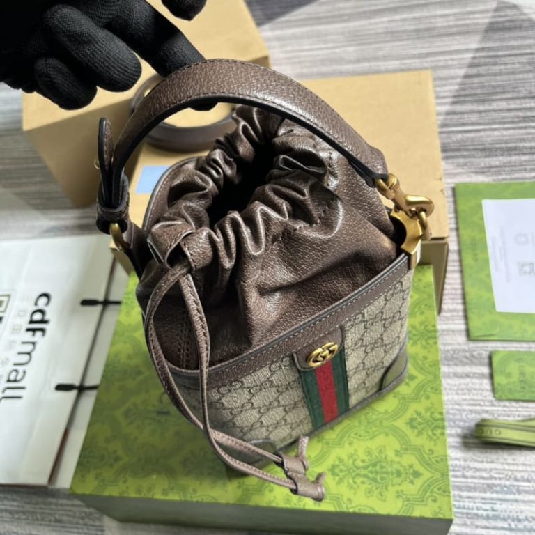 GUCCI best quality Women handbag Shoulder bag Gold tone hardware Triangular drawstring closure design-3