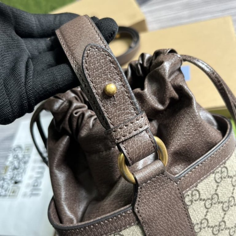 GUCCI best quality Women handbag Shoulder bag Gold tone hardware Triangular drawstring closure design-5