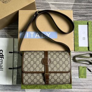 GUCCI best quality men messenger bag shoulder bag GG pattern and interlocking double G logo design 25.4*17*7.8CM LB455