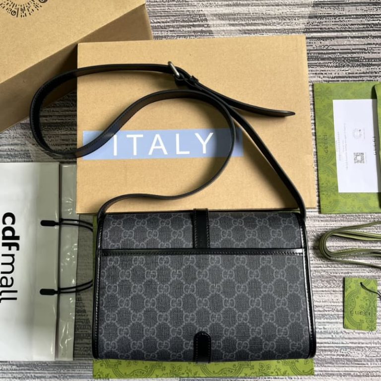 GUCCI best quality men messenger bag shoulder bag GG pattern and interlocking double G logo design-4
