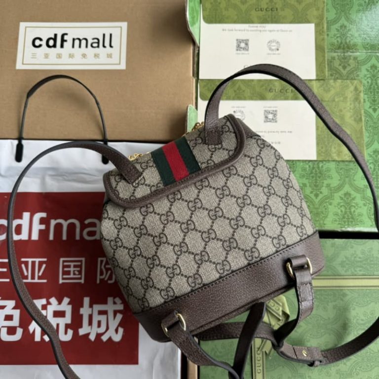 GUCCI best quality women backpack Gold tone hardware with classic webbing design Large capacity-2