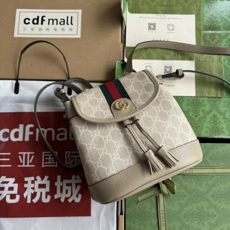 GUCCI best quality women backpack Gold tone hardware with classic webbing design Large capacity-3