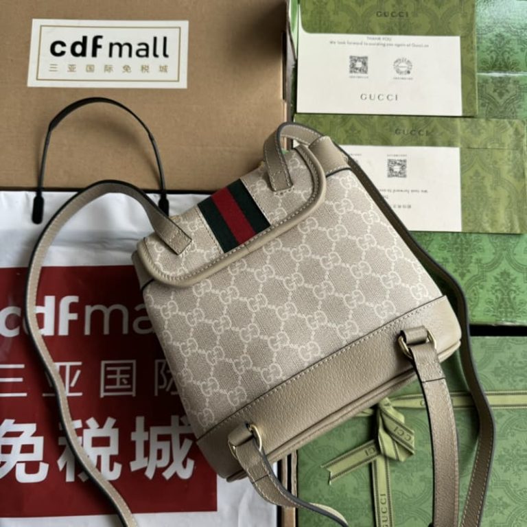 GUCCI best quality women backpack Gold tone hardware with classic webbing design Large capacity-4
