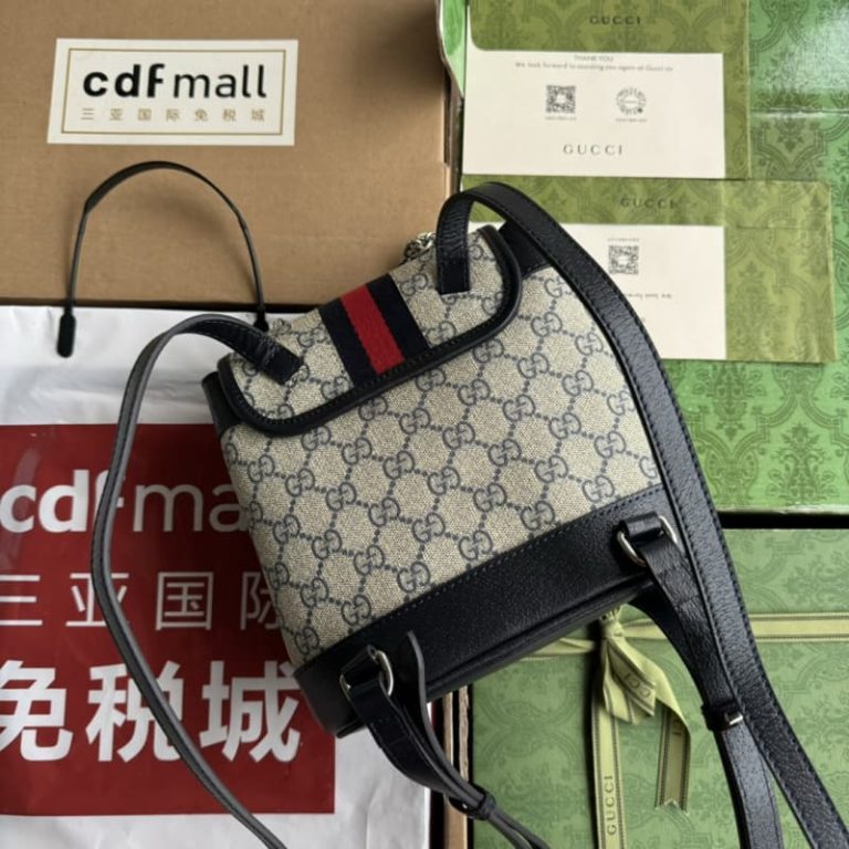 GUCCI best quality women backpack Gold tone hardware with classic webbing design Large capacity-6