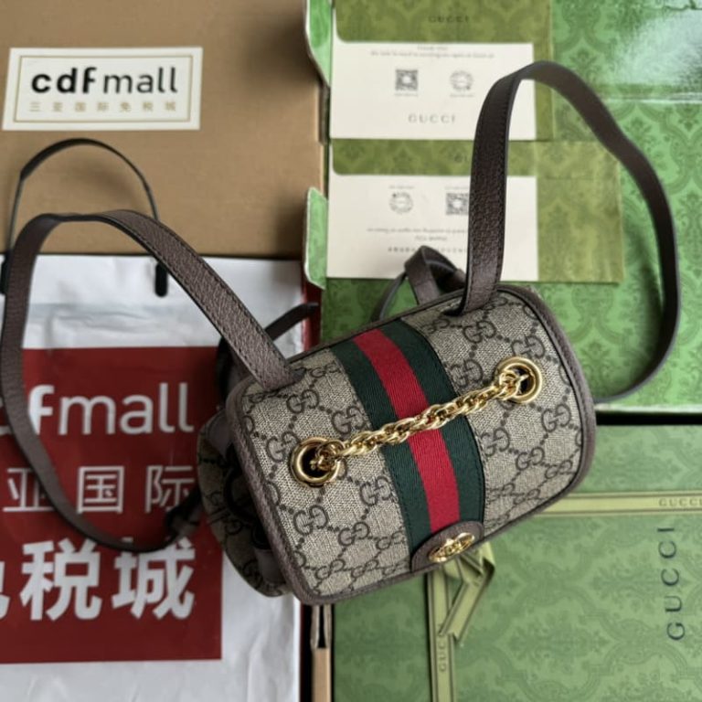 GUCCI best quality women backpack Gold tone hardware with classic webbing design Large capacity-7