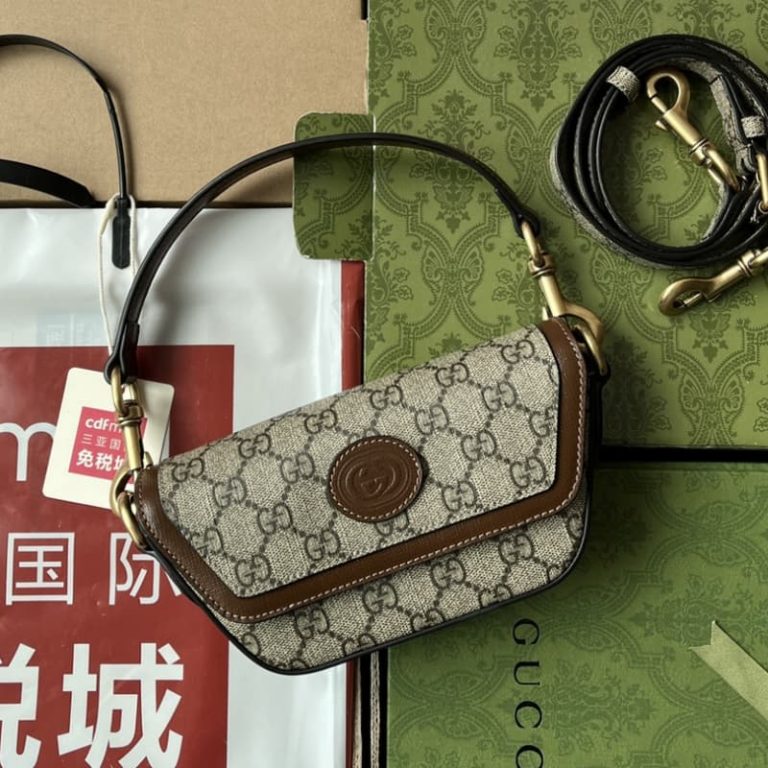 GUCCI best quality women handbag shoulder bag Decorated with G oval leather tag on front-1