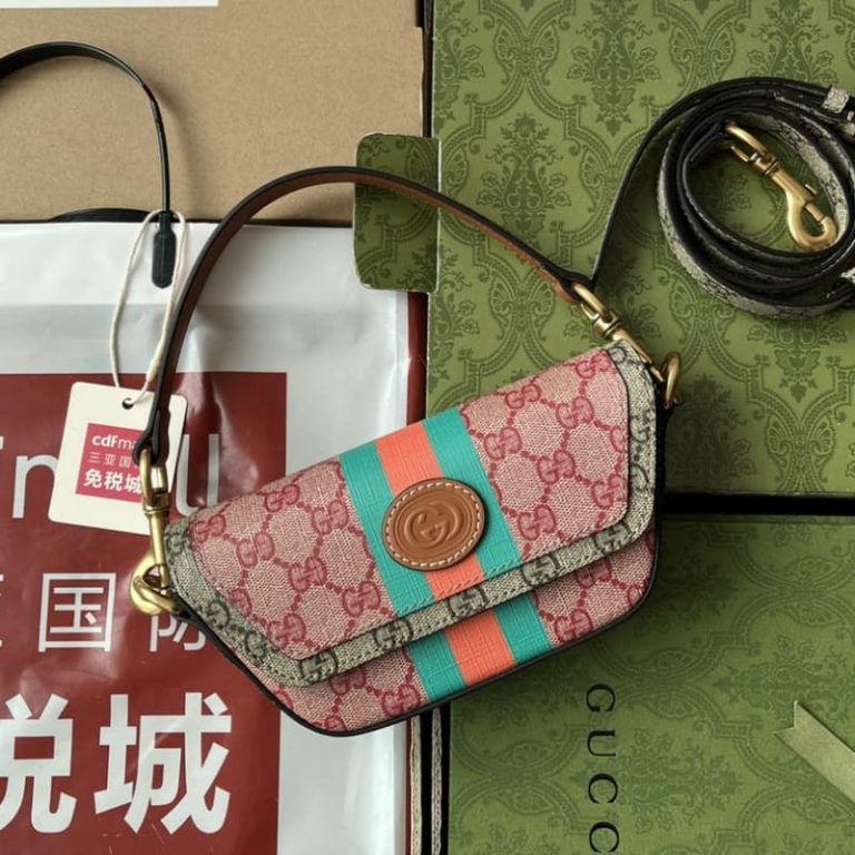 GUCCI best quality women handbag shoulder bag Decorated with G oval leather tag on front-3