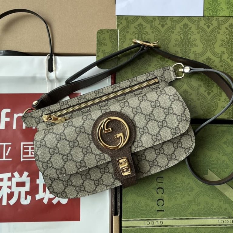 GUCCI best quality women shoulder bag Gold tone hardware Round interlocking double G design-1