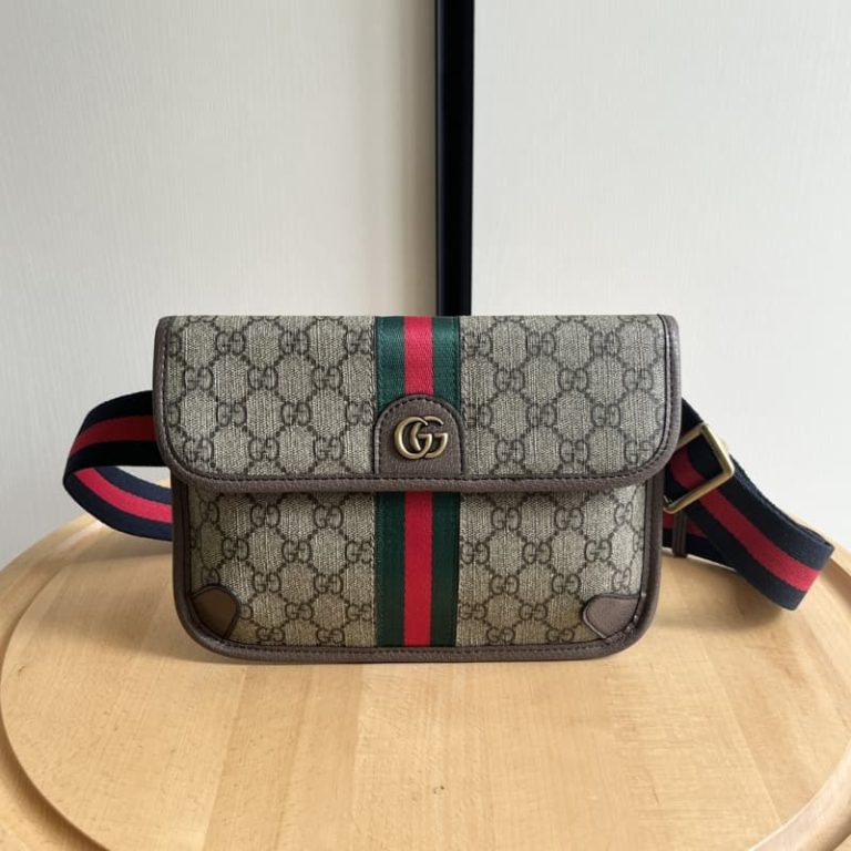 GUCCI high quality men new Fanny pack letter embroidery surface front decorated with double G decoration-2