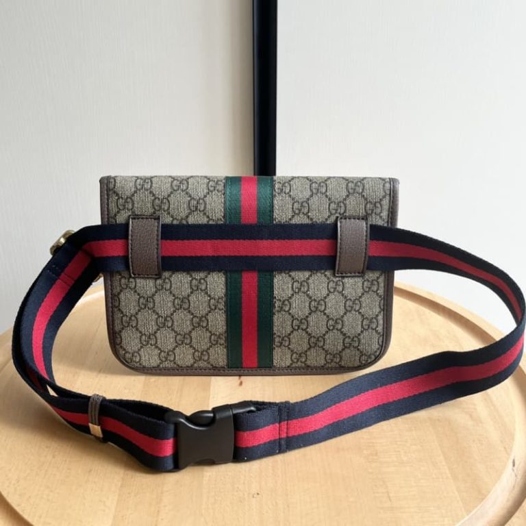 GUCCI high quality men new Fanny pack letter embroidery surface front decorated with double G decoration-3