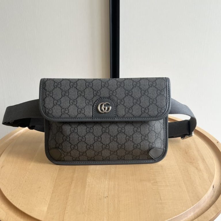 GUCCI high quality men new Fanny pack letter embroidery surface front decorated with double G decoration-4