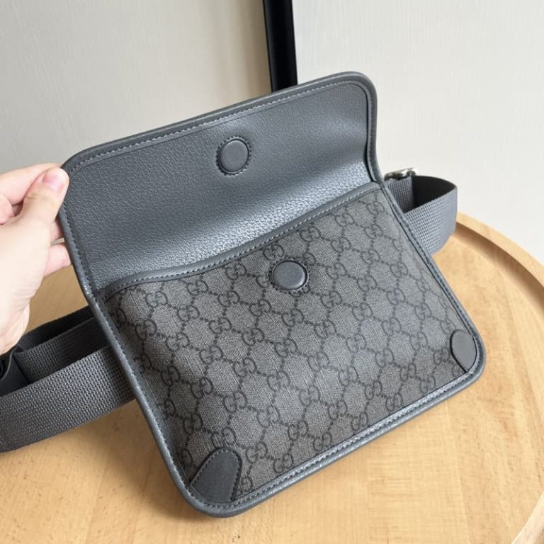 GUCCI high quality men new Fanny pack letter embroidery surface front decorated with double G decoration-6