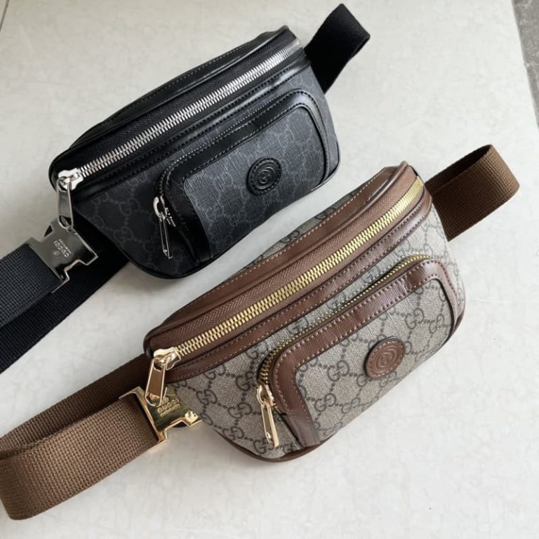 GUCCI high quality men new Fanny pack motorcycle bag letter embroidery surface-1