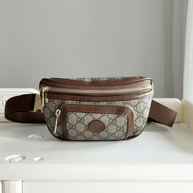 GUCCI high quality men new Fanny pack motorcycle bag letter embroidery surface-2