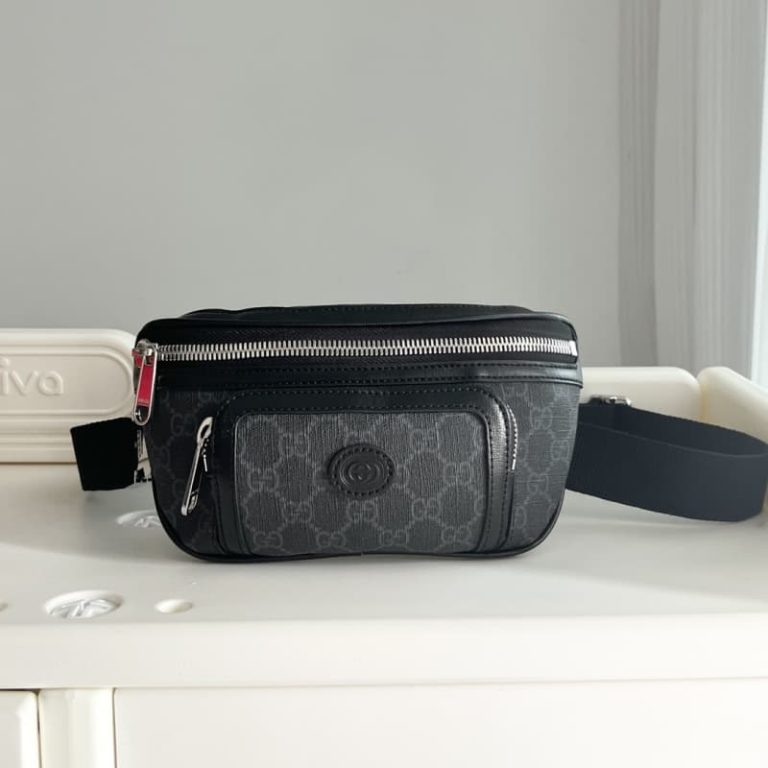 GUCCI high quality men new Fanny pack motorcycle bag letter embroidery surface-4