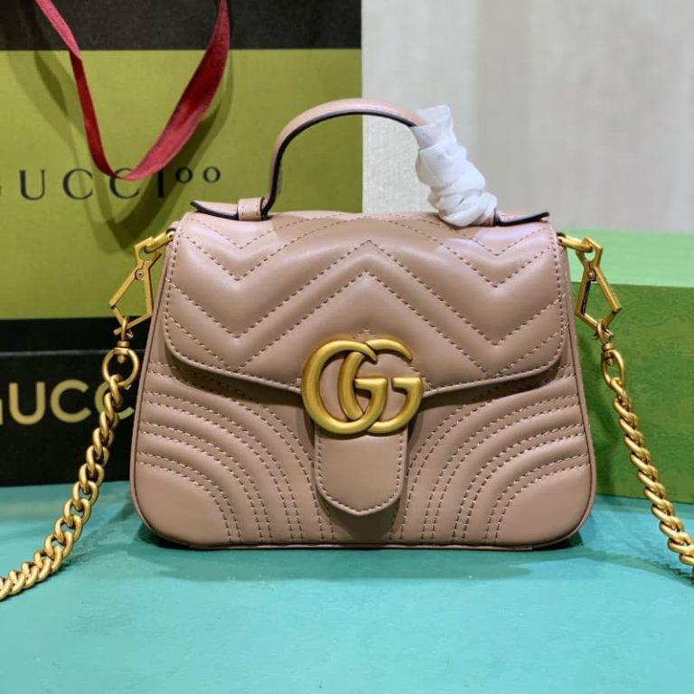 GUCCI high quality women handbag shoulder bag Flap design Front decorated with double G logo-1
