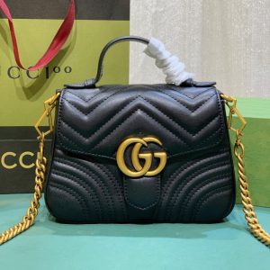 GUCCI high quality women handbag shoulder bag Flap design Front decorated with double G logo 21*15.5*8CM LB385